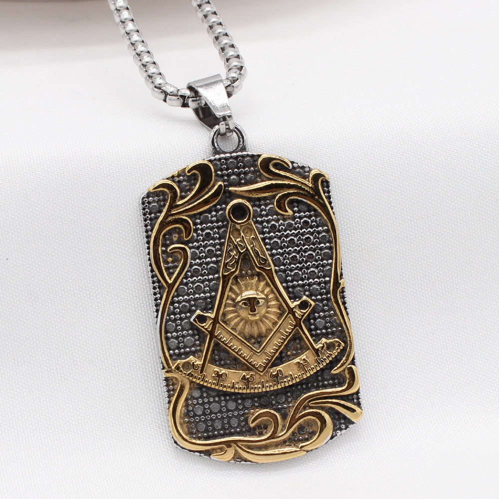 Personalized Retro Freemasonry Titanium Steel Pendant for Men - European and American Style