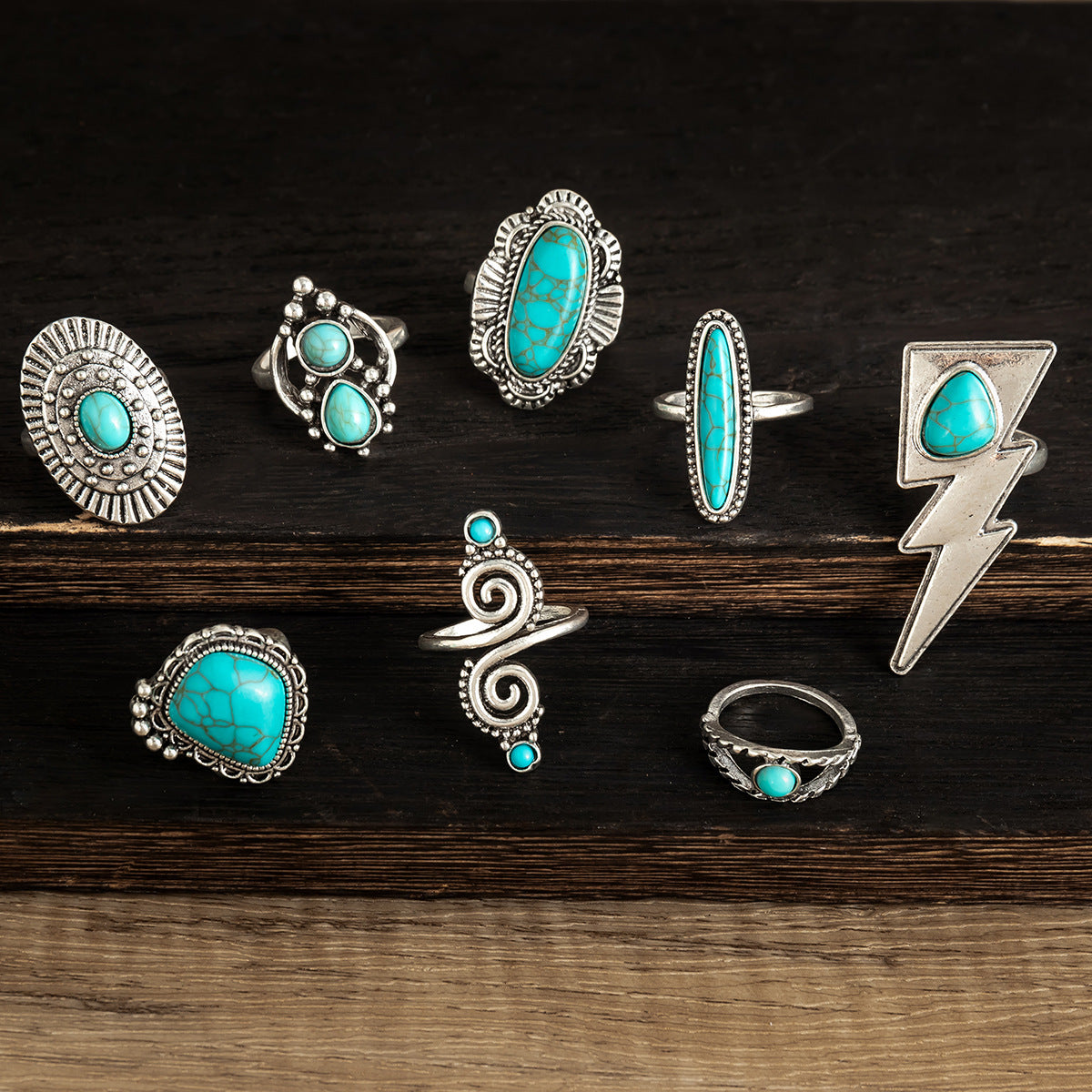 Planderful Turquoise Boho Ring With Metal Flower Plate Vienna Verve Statement Jewelry For Women