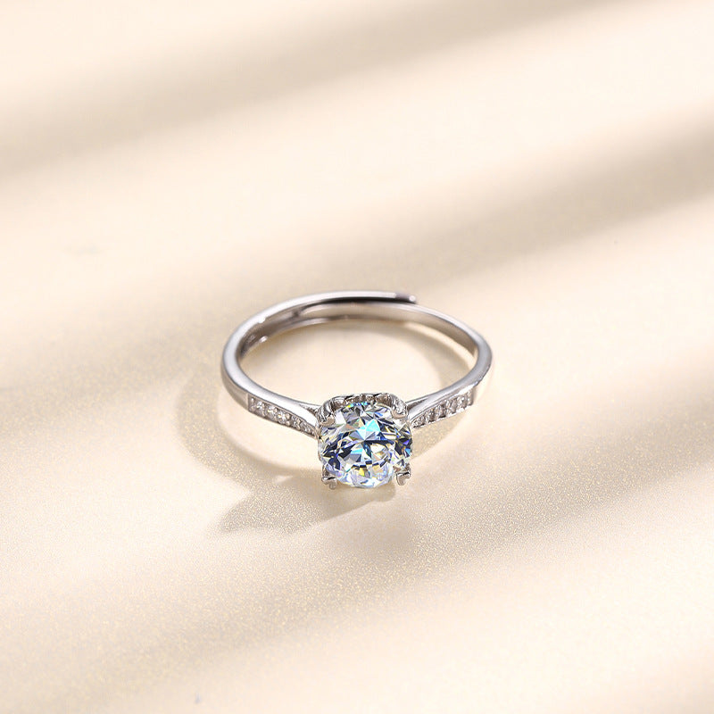 One-Carat D-Color S925 Sterling Silver Ring