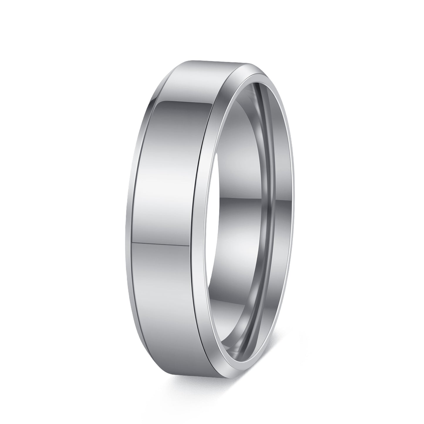 Planderful Everyday Genie Titanium Steel Ring Unisex 4mm 6mm 8mm Glossy Double Beveled Finish