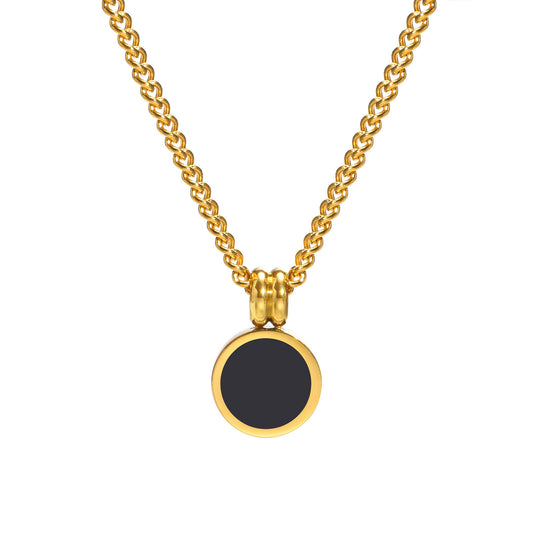 Round Brand Simple Women's Necklace Stainless Steel Gold Jewelry