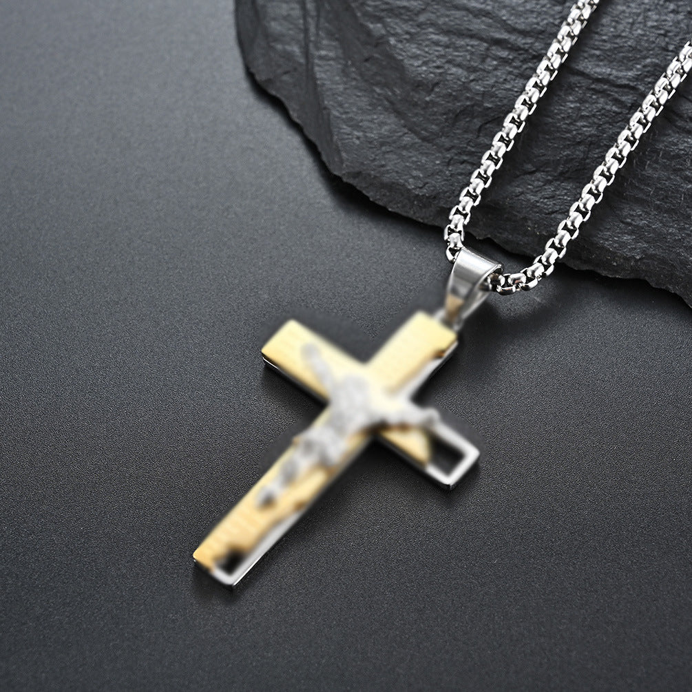 European and American Style Titanium Steel Cross Necklace