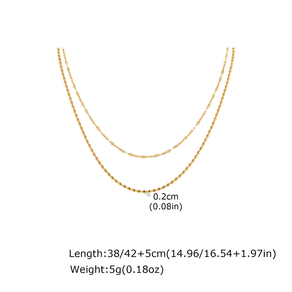Stainless Steel Lip Chain Olive Bead Chain Double Necklace Collarbone Chain Gold