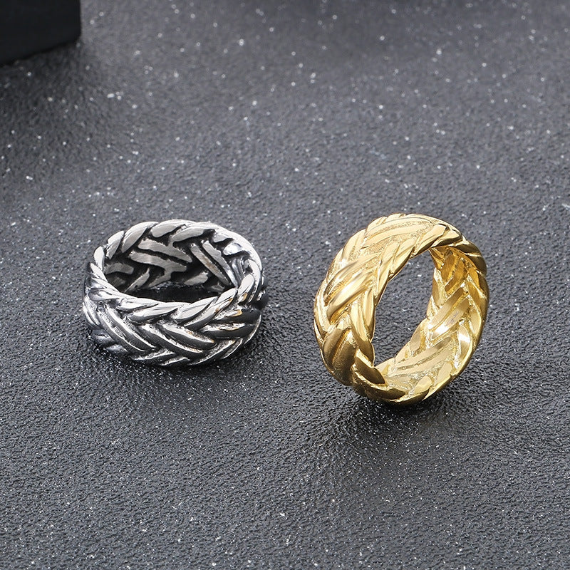 Planderful Mens Interwoven Love Ring Stainless Steel