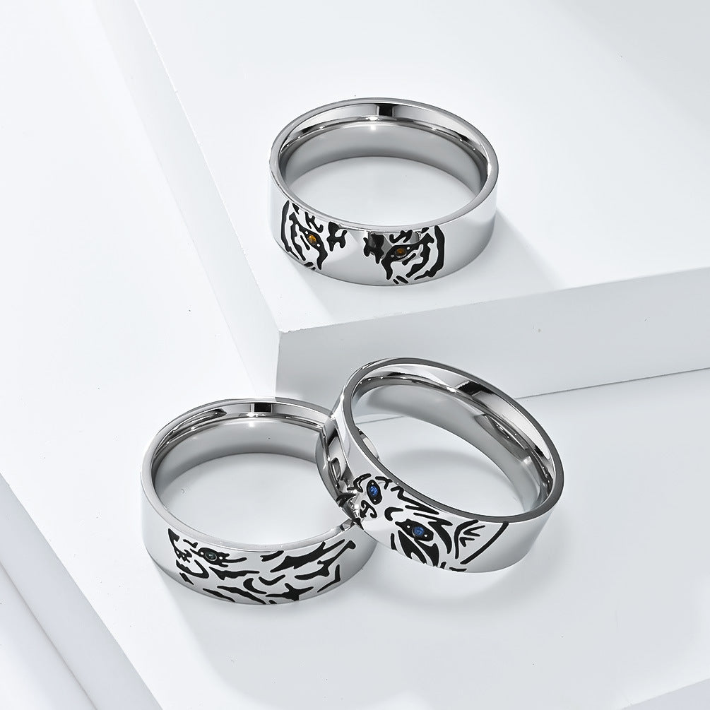 Planderful Everyday Genie Steel Ring Unisex Minimalist Stick Figure Animal Design Sizes To 12