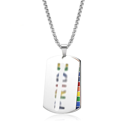 Cross-Border Amazon Rainbow Flag Titanium Steel Pendant Necklace