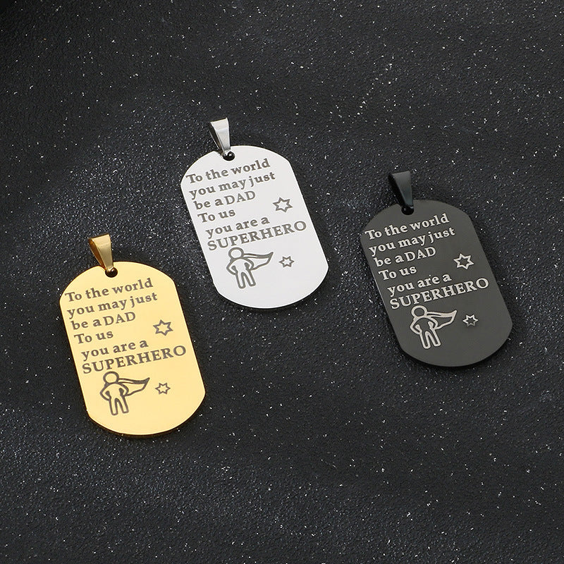 Planderful Dad Pendant Stainless Steel Engraved For Men