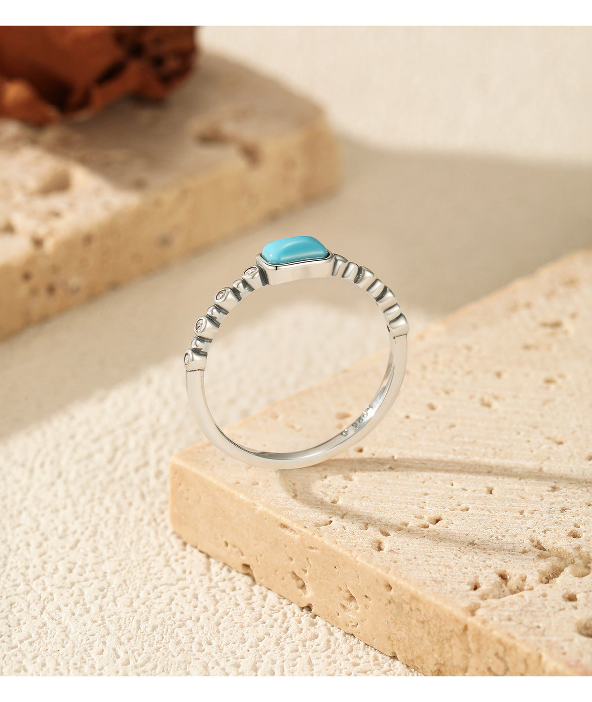 925 Sterling Silver Turquoise Square Ring