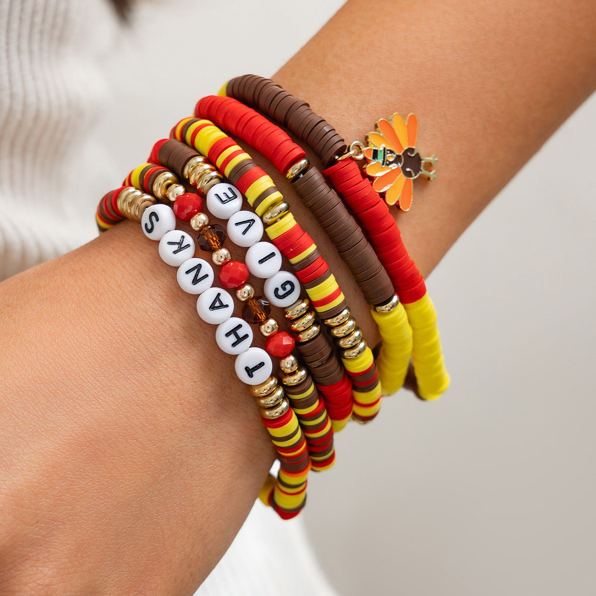 Planderful Thanksgiving Turkey Pendant Bracelet Personalized Letter Pumpkin Gift For Women
