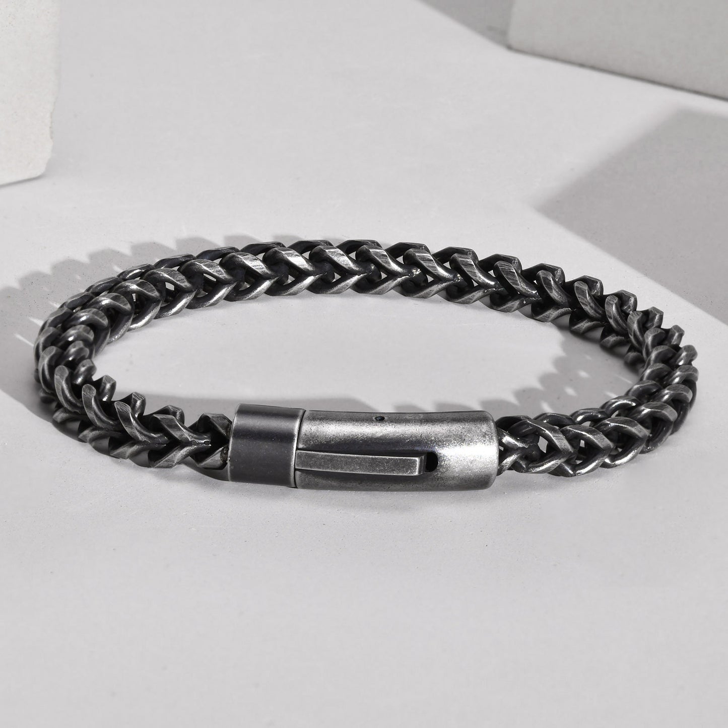 Stainless Steel Bracelet Retro Gray Keel Chain for Men