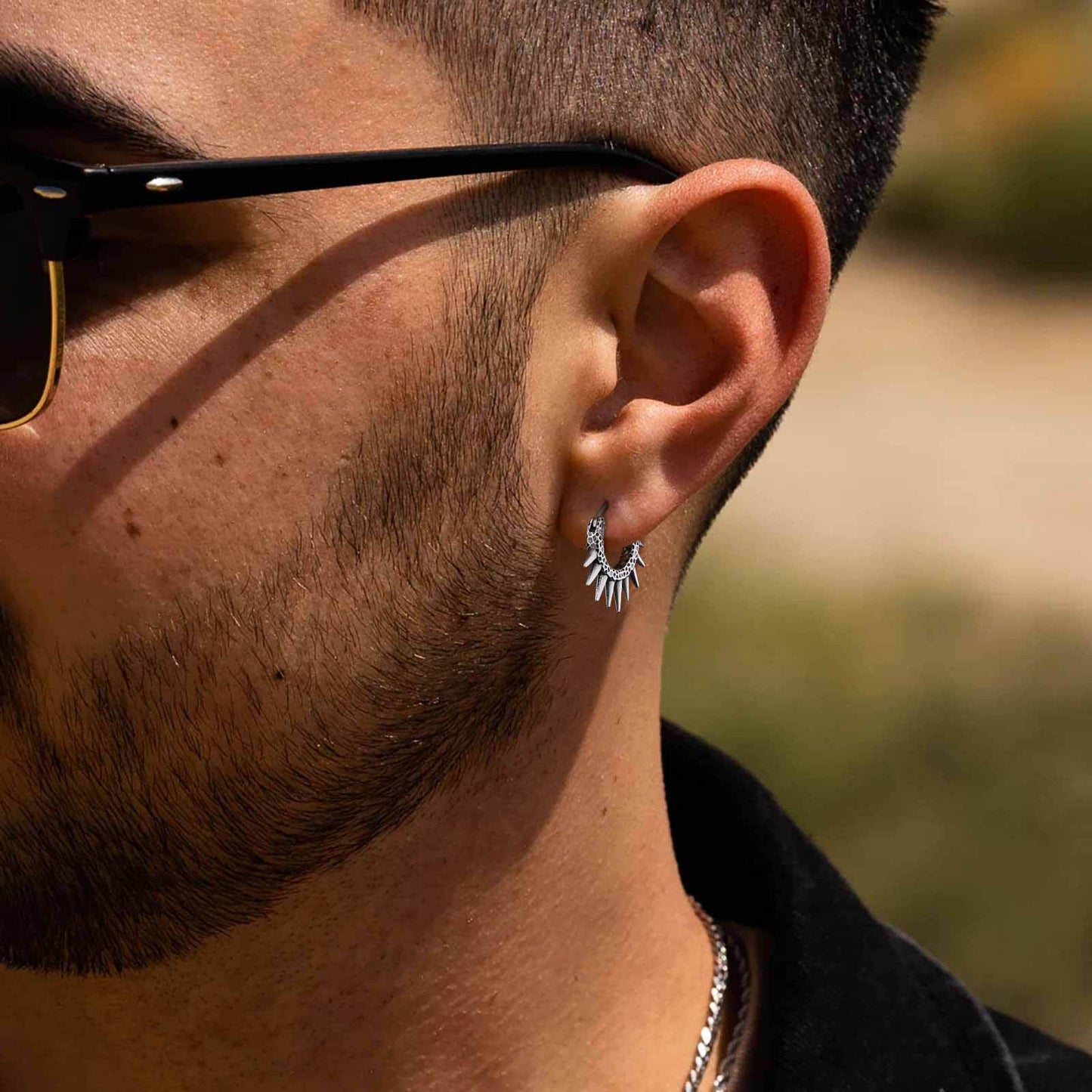 Planderful Stainless Steel Rivet Earrings for Men Trendy