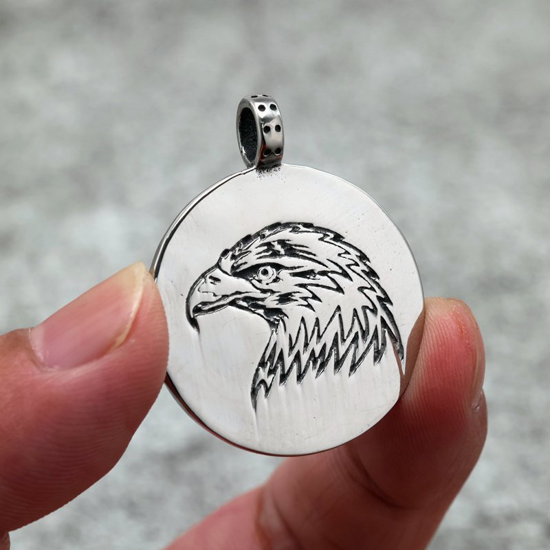 Unisex Double Sided Eagle Pendant Necklace In Retro Stainless Steel By Planderful