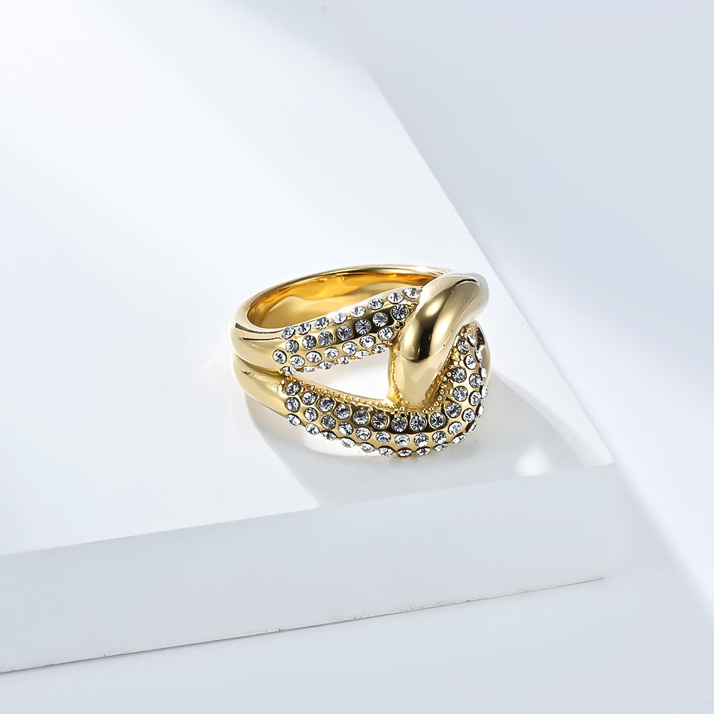 Planderful Rope Knot Ring For Women 18K Gold Plated Titanium Steel High End Fashion Jewelry