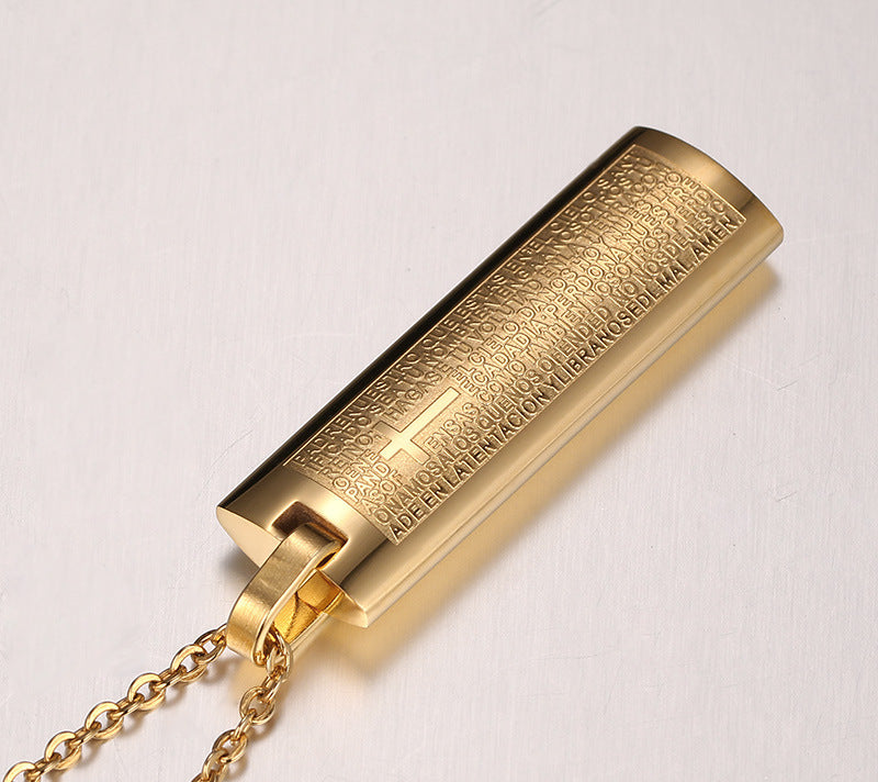 Stainless Steel Strip Corrosive Spanish Pendant Necklace for Men