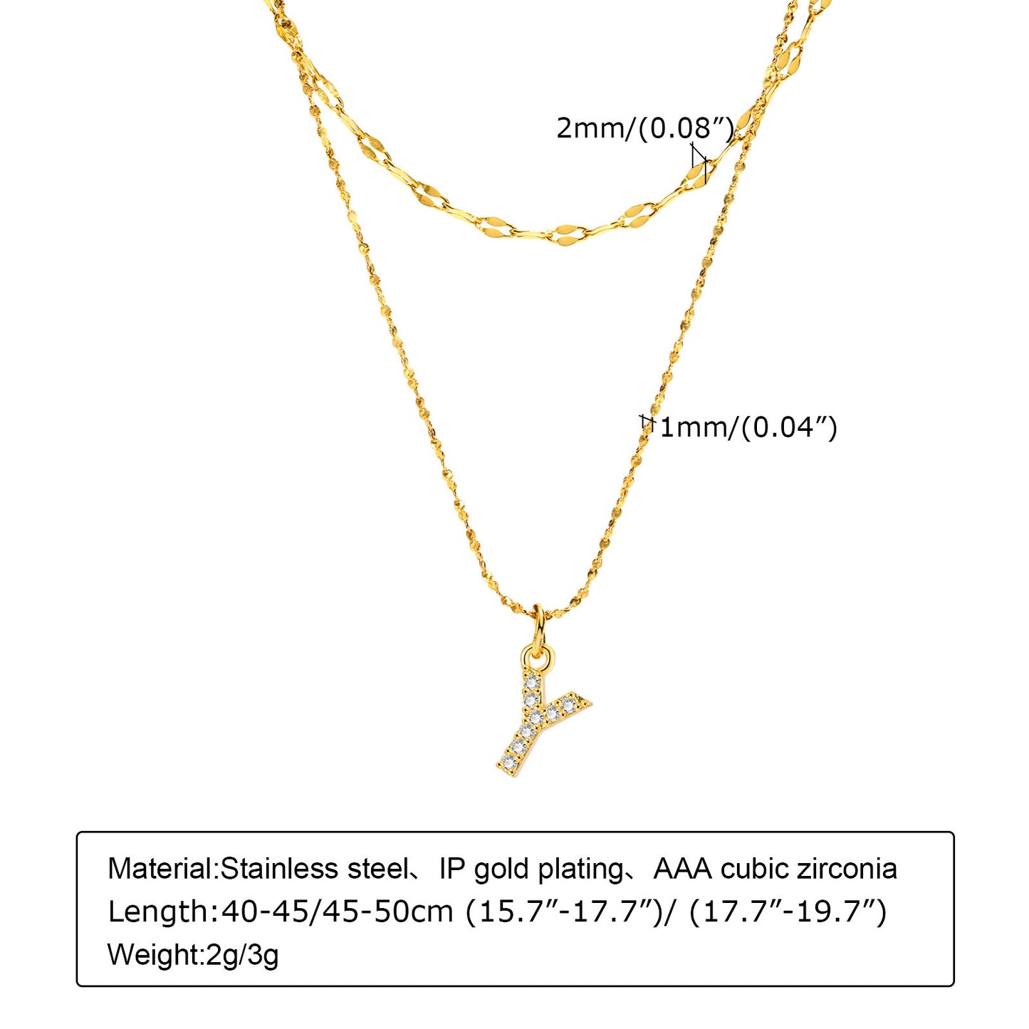 Stainless Steel 26-Letter Zircon Necklace Set for Summer Fashion