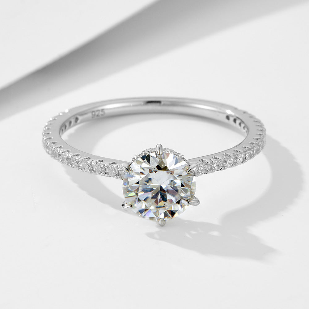 Manufacturer Wholesale S925 Sterling Silver Moissanite Women's Ring 1.2 Carat D Color Diamond Jewelry