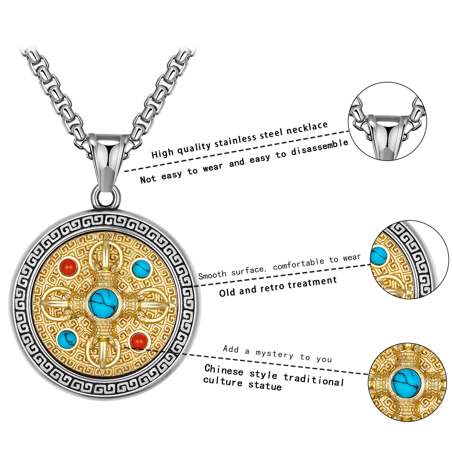 Stainless Steel Necklace - Elegant Everyday Genie Pendant Necklace For Modern Jewelry Lovers