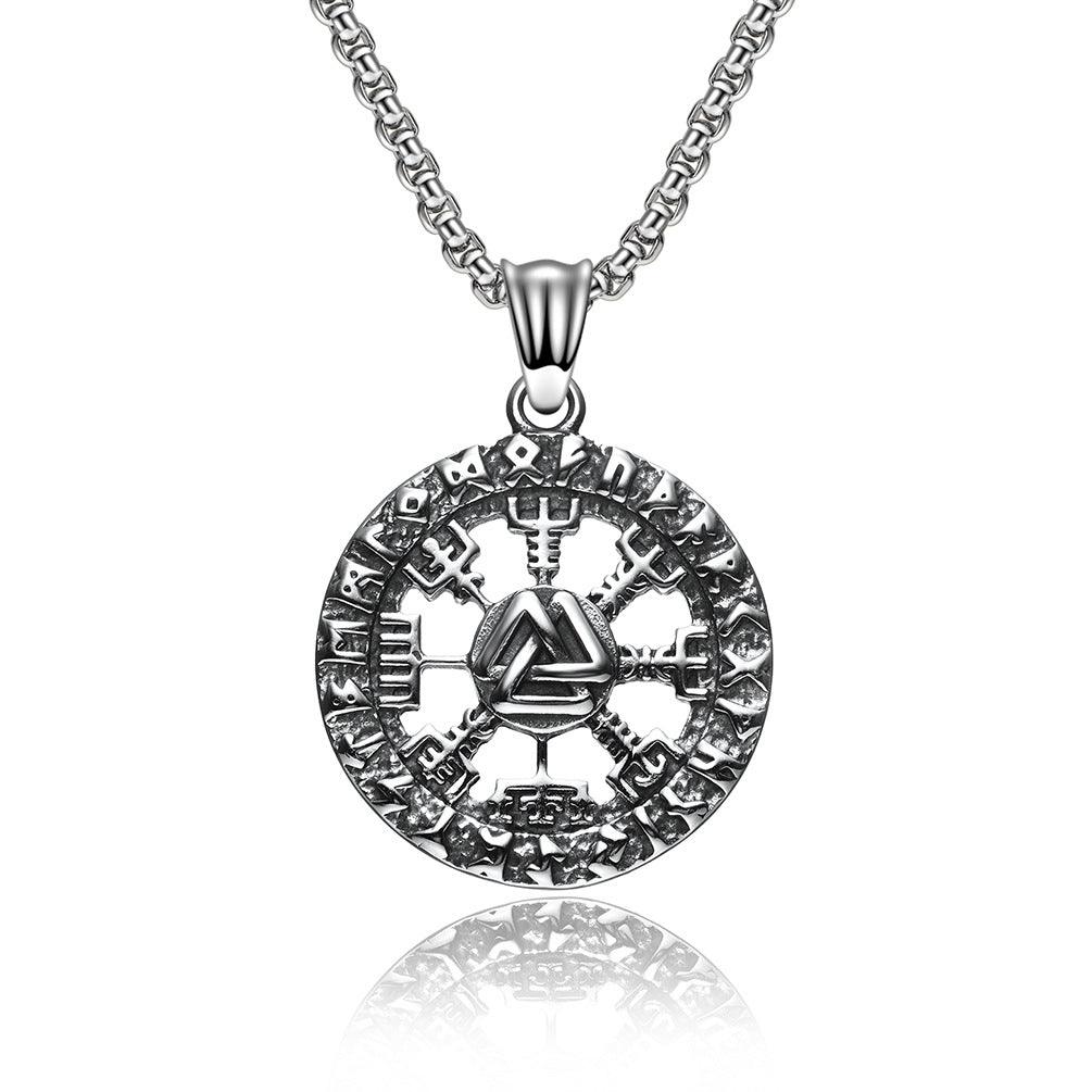 Nordic Viking Luhn Rune Stainless Steel Pendant Necklace for Men