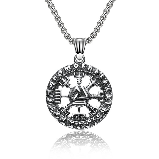 Nordic Viking Luhn Rune Stainless Steel Pendant Necklace for Men