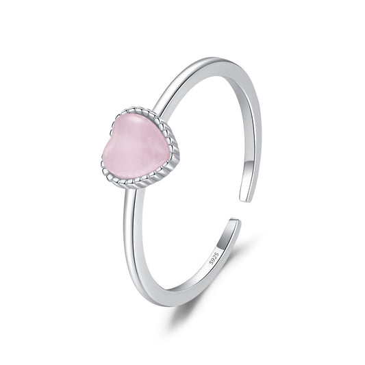 Pink Heart-shaped Opal Open Ring for Everyday Genie Collection