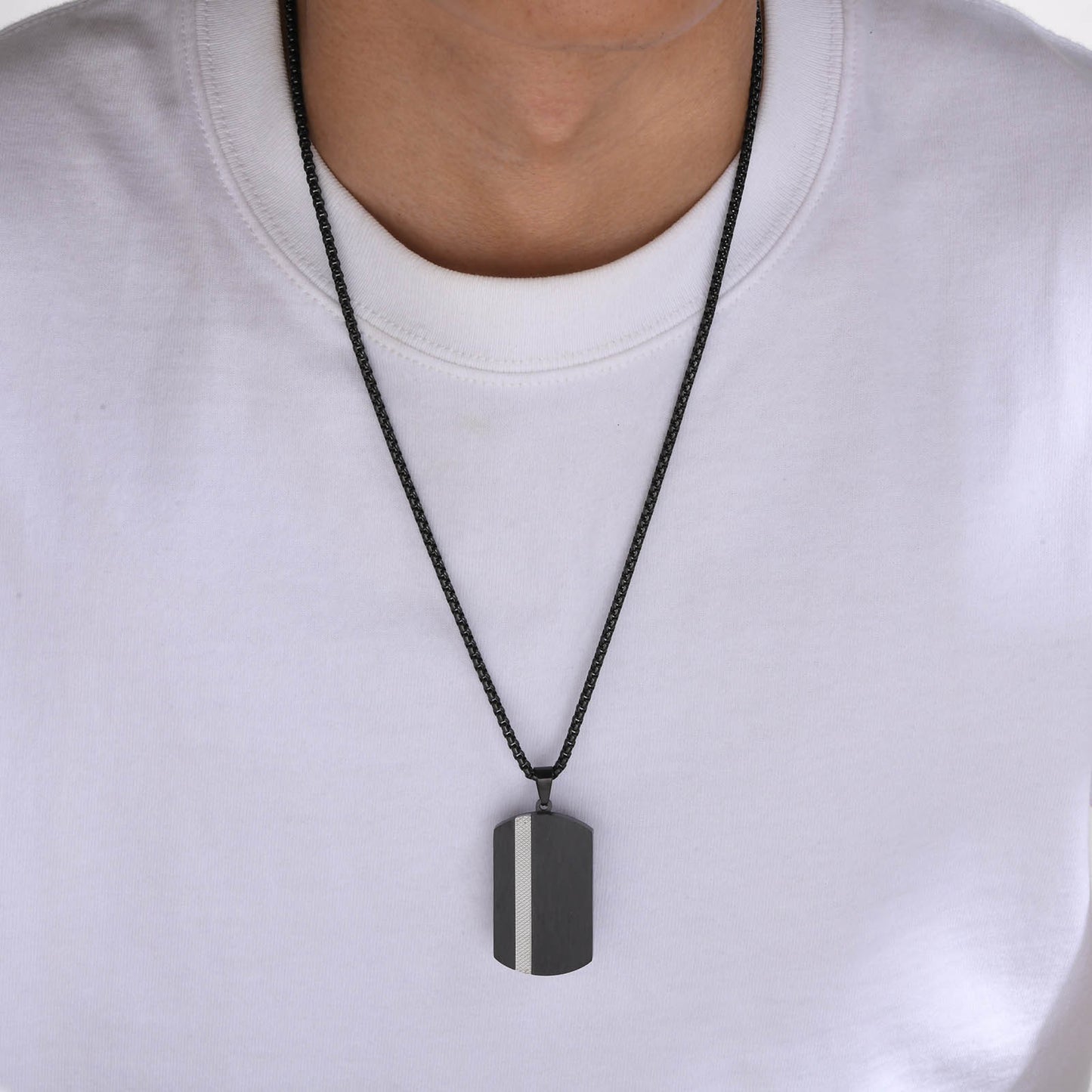 Stainless Steel Necklace Glossy Men's Black Niche Pendant