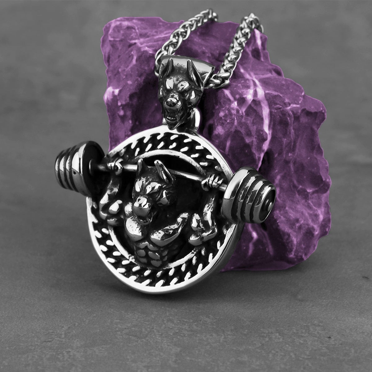 1. Planderful Men's Stainless Steel Wolf Head Pendant Necklace Hip Hop Retro Style Gift