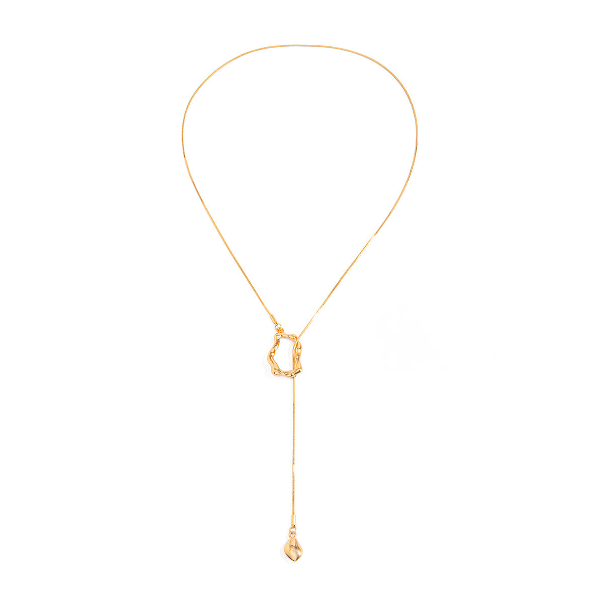 Irregular Geometric Long Snake Chain Necklace