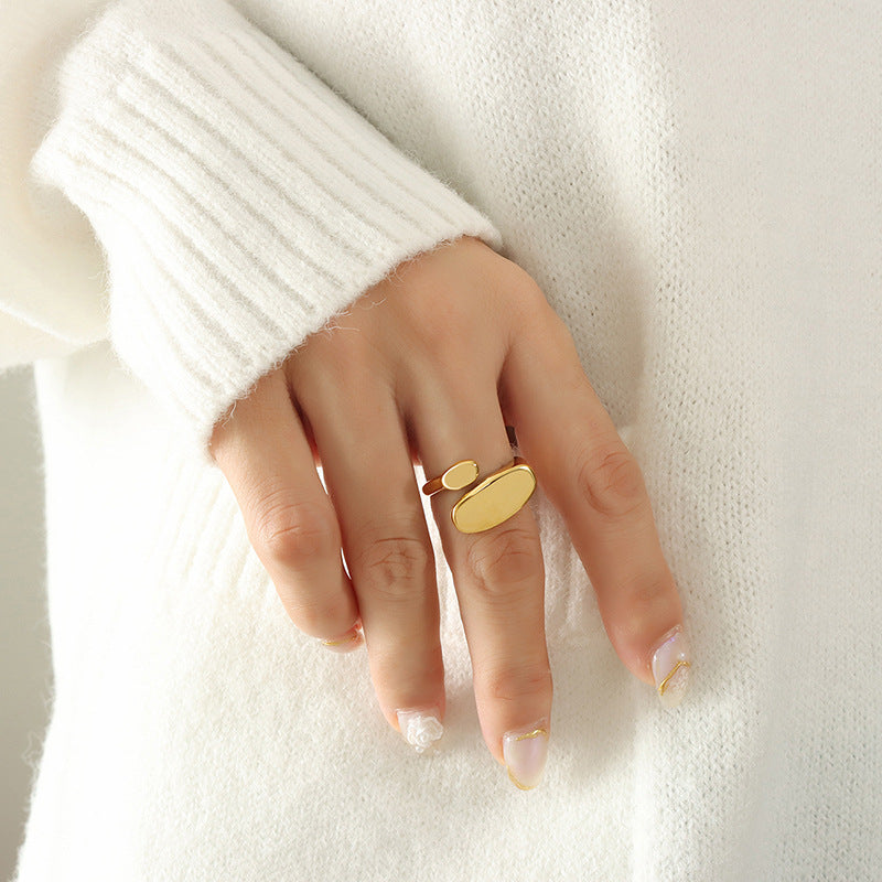 Unique Open Ring in Titanium Steel with 18k Gold Tail Detail - Everyday Genie Collection