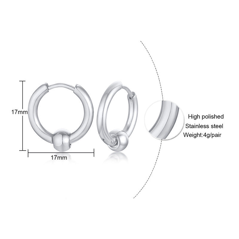 Polished Bead Hoop Earring — Single, 3 Finishes