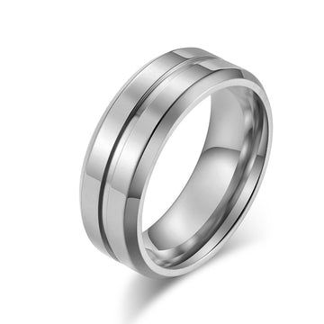 Planderful Titanium Steel Ring For Men Grooved Design Personalizable Everyday Wear Jewelry