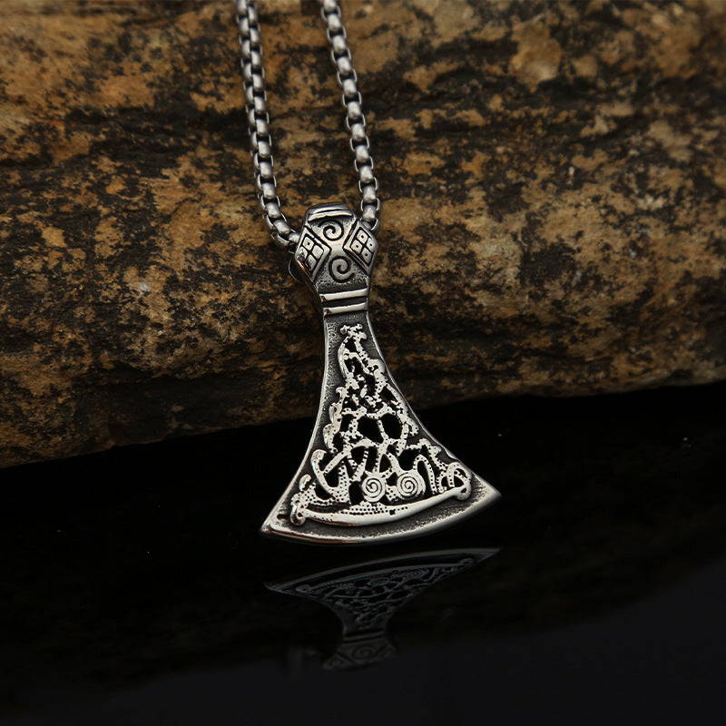 Retro Stainless Steel Axe Pattern Pendant Necklace for Men