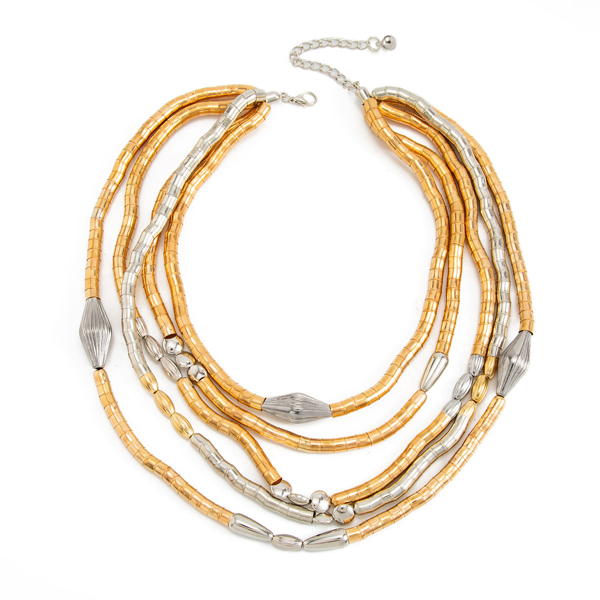 Multi-Layer Bamboo Joint Contrasting Color Splicing Necklace Spice Girl Style Collarbone Chain