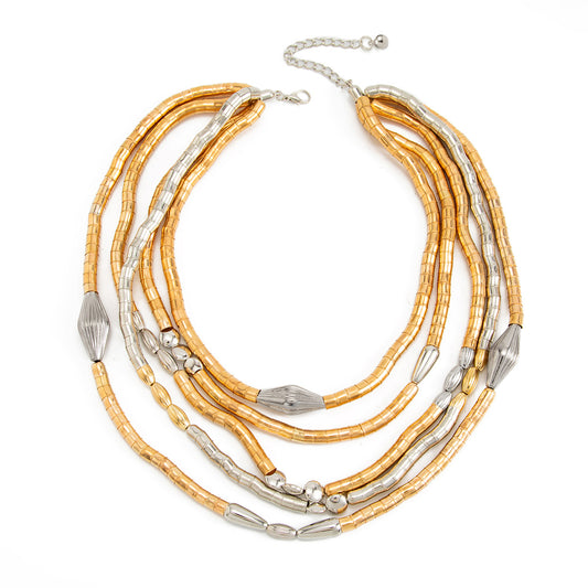 Multi-Layer Bamboo Joint Contrasting Color Splicing Necklace Spice Girl Style Collarbone Chain