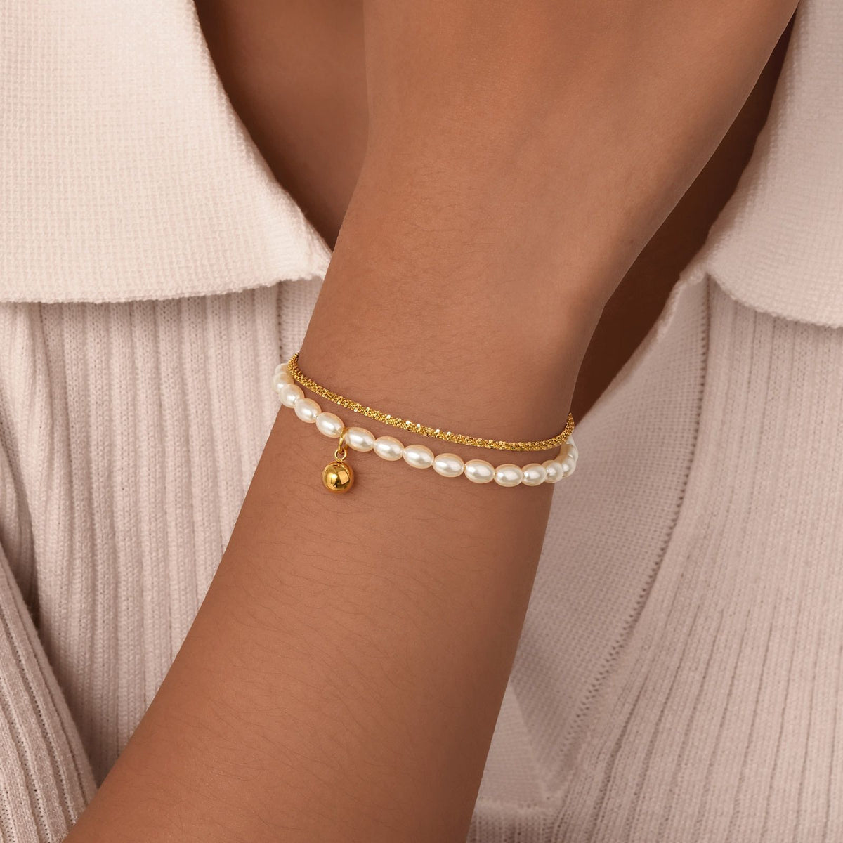 Pearl Stainless Steel Bracelet Unisex