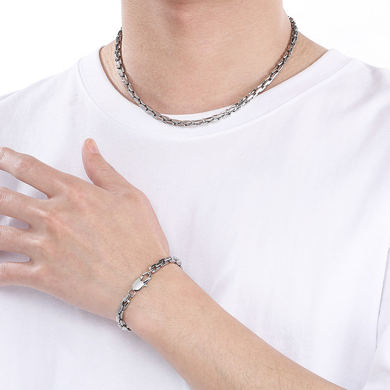 Lobster Buckle Bamboo Chain Bracelet Stainless Steel Men