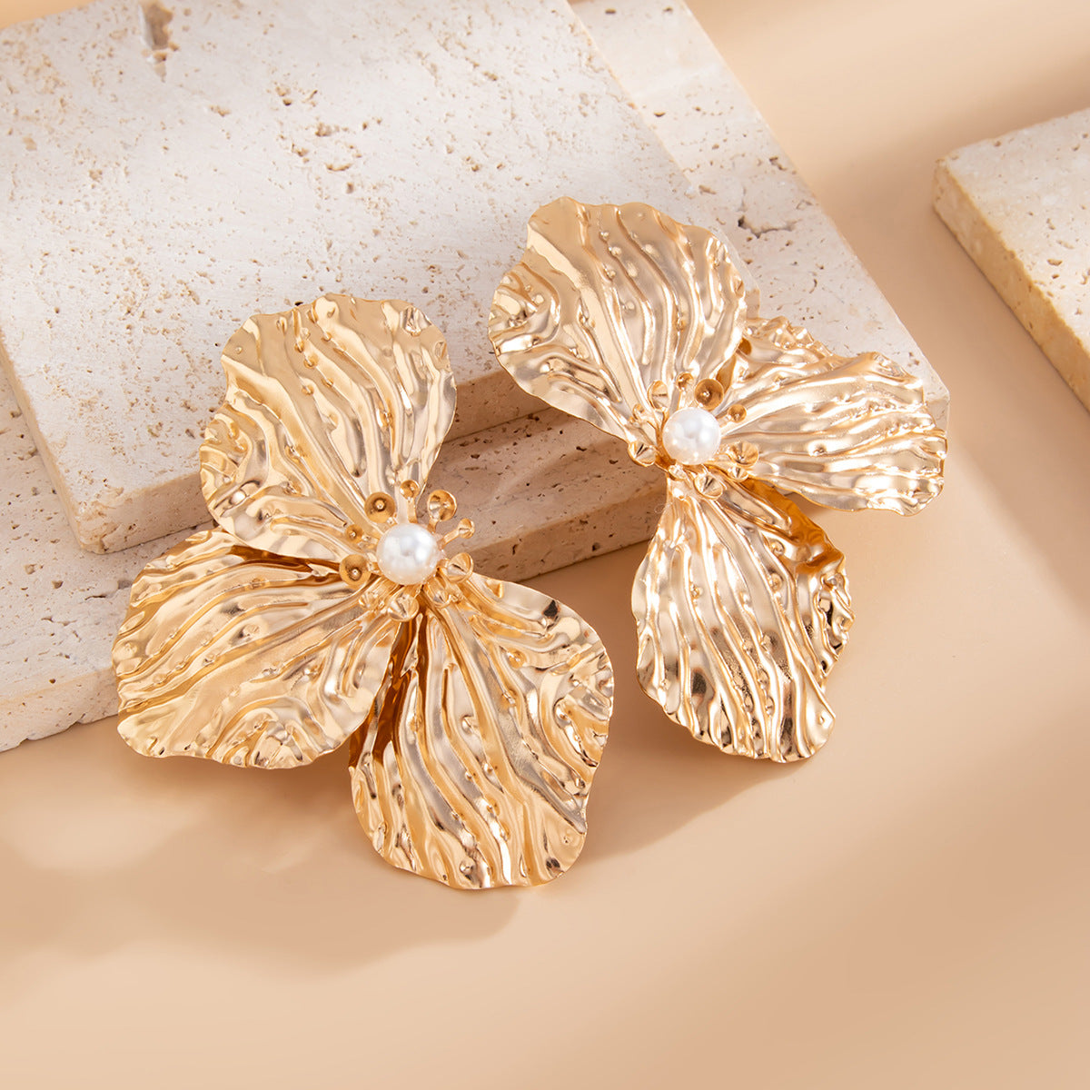 Planderful Vienna Verve Earrings – Elegant Three-Dimensional Metal Flower Design
