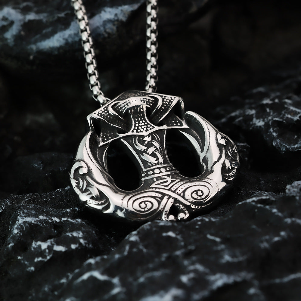 European and American Retro Jewelry Viking Thor Hammer Necklace