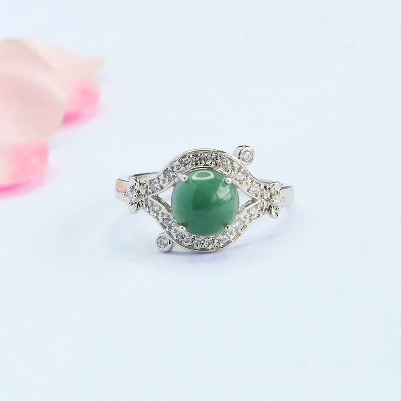 Blue Water Jadeite Dewdrop Ring