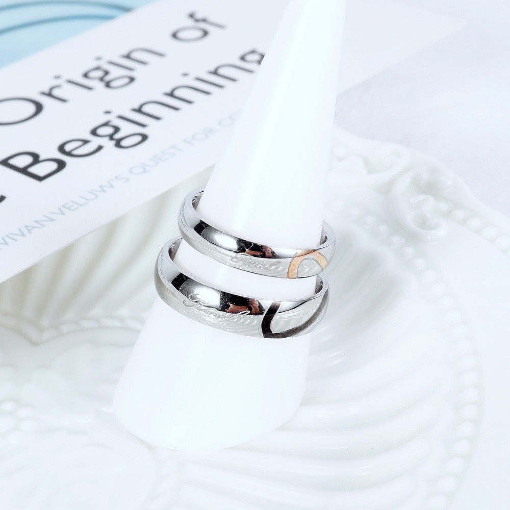 Planderful Couple Ring Splicing Style Versatile Everyday Genie Steel Band For Him And Her Size 5 12