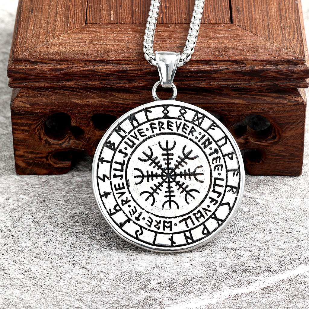 Vintage Viking Wolf Stainless Steel Men's Pendant Necklace
