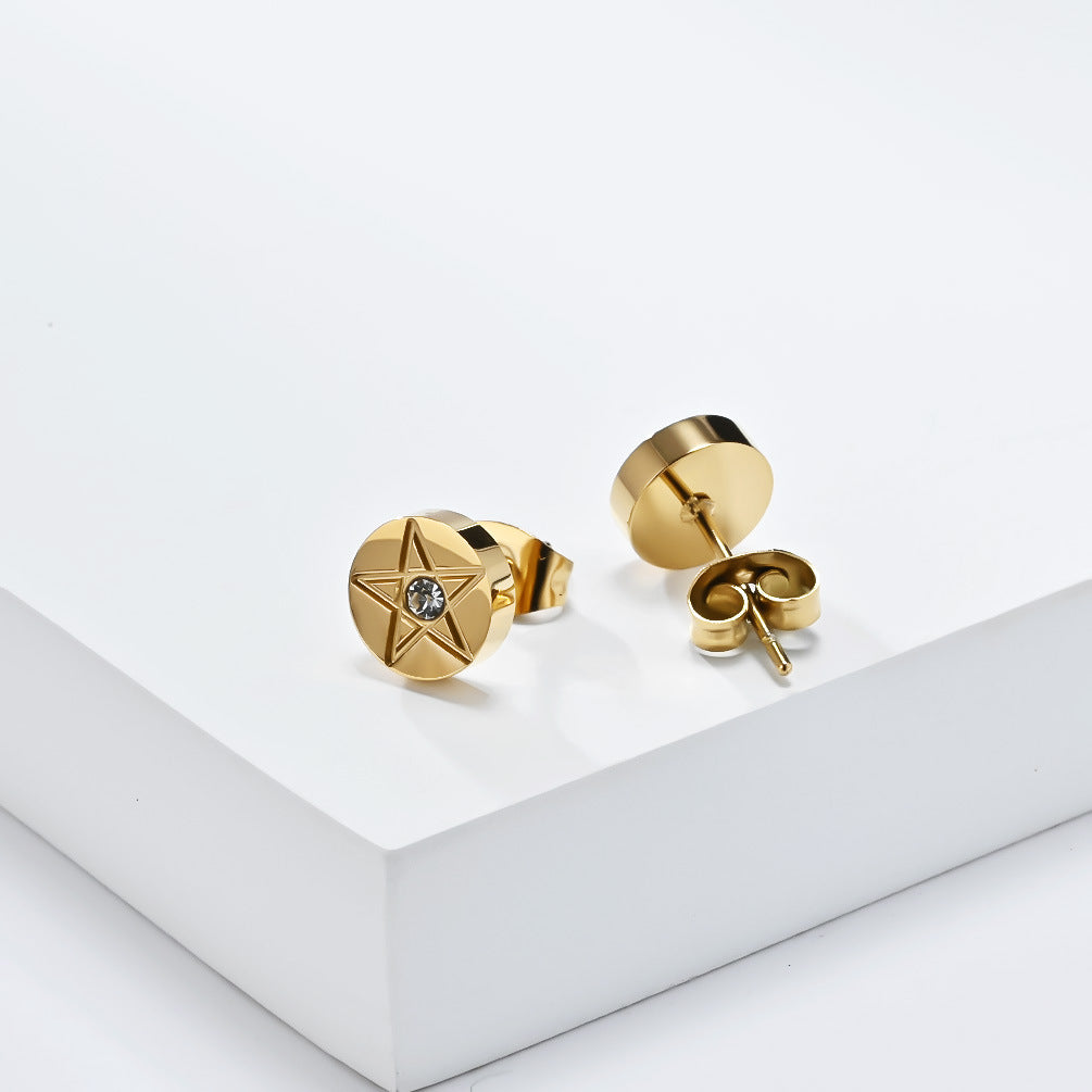 Planderful Pentagram Earrings For Men And Women Personalized Hipster Stainless Steel Jewelry