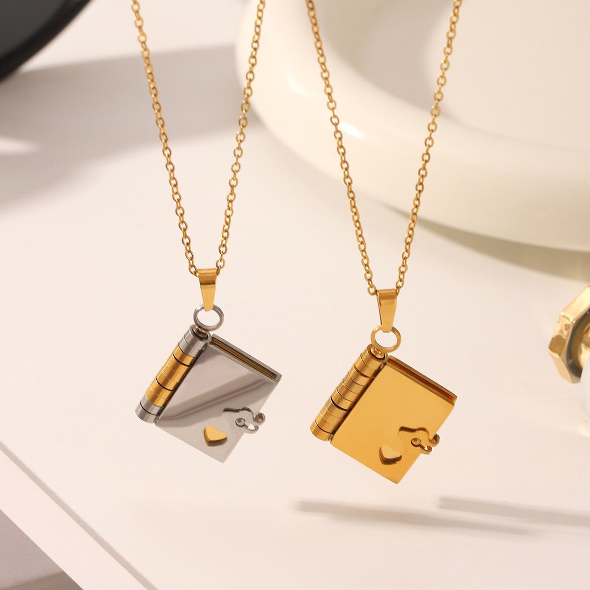 Planderful Jewelry Book Pendant Necklace In Steel