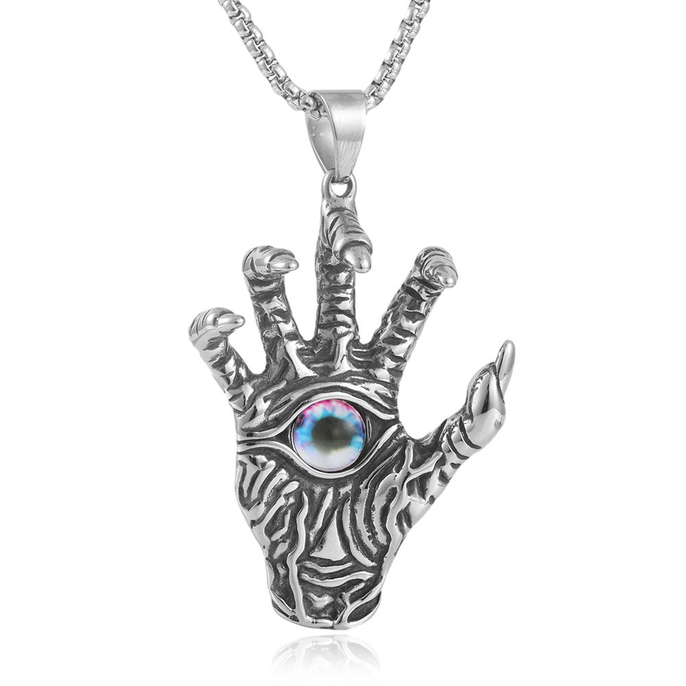 European And American Stainless Steel Ghost Hand Eye Pendant