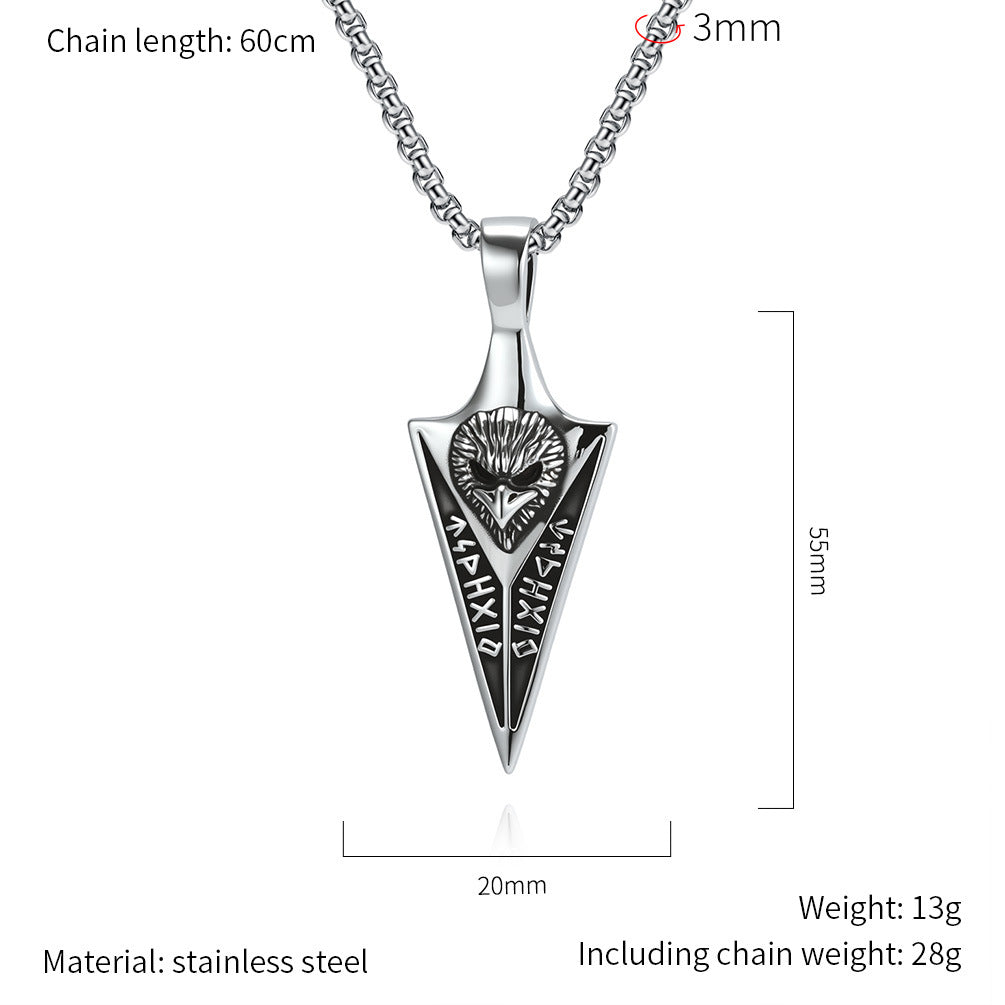 Planderful Viking Rune Raven Necklace for Men Titanium Steel Pendant Nordic Heritage Jewelry