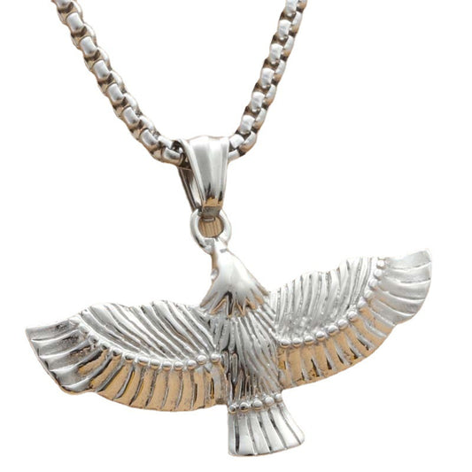 Personalized Titanium Steel Eagle Wing Necklace for Men - Retro Punk Style from Planderful
