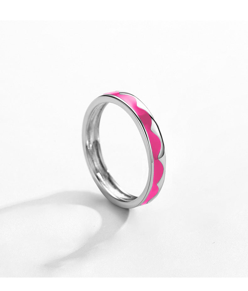 Sterling Silver Wave Drop Ring with Zircon Gem - Size 5-10