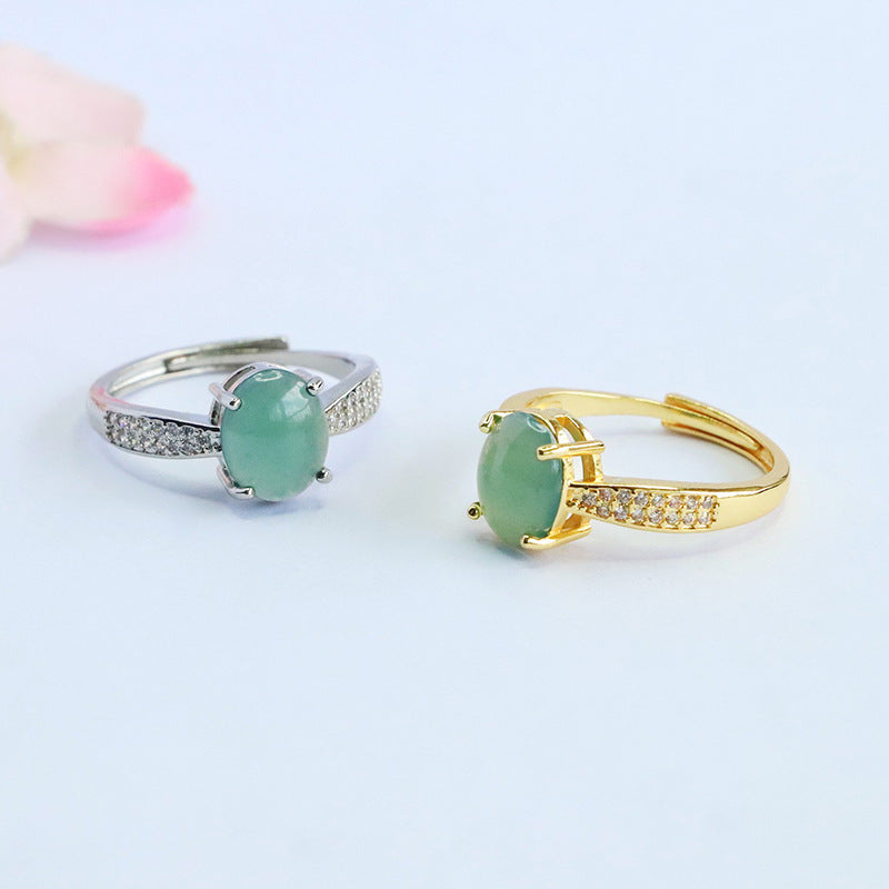Blue-Water Jadeite Star Dew Ring