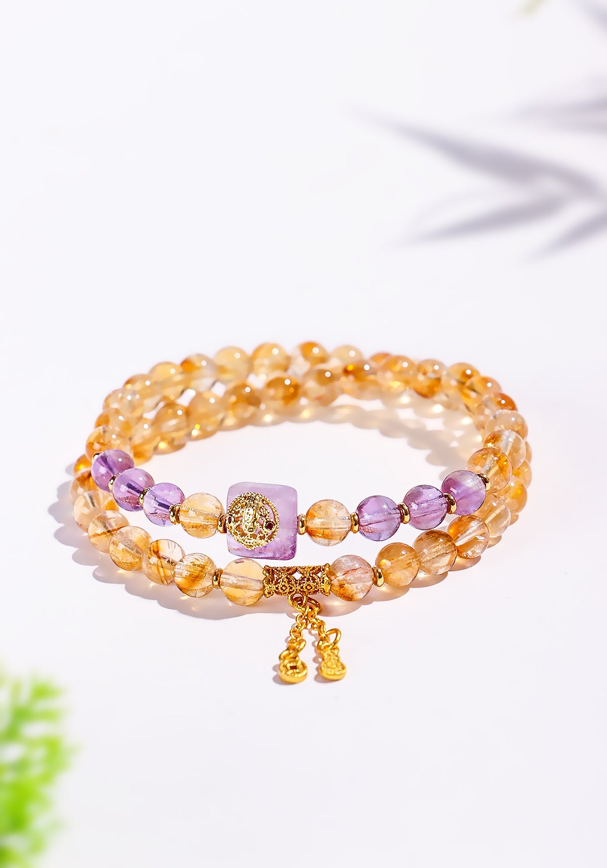 Planderful Fortune's Favor Bracelet – Elegant Amethyst Double Circle Design