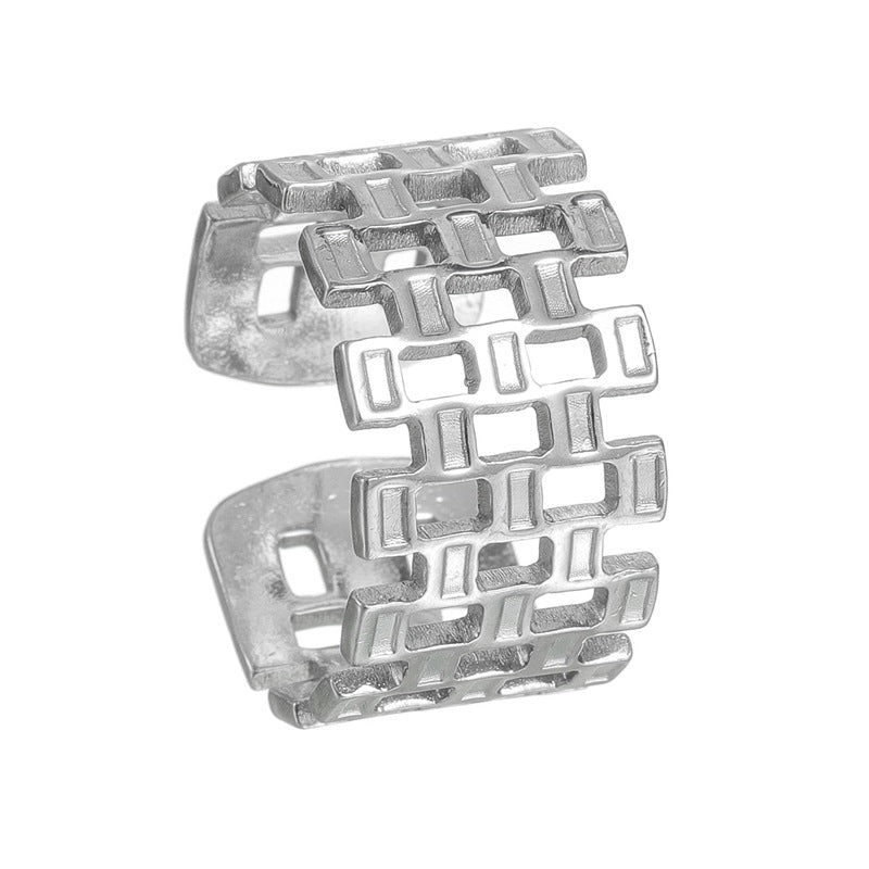 Stainless Steel Ring Geometric Hollow Design Gold Plated Adjustable Unisex Everyday Genie By Planderful Collection
