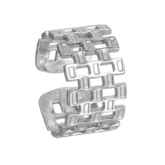 Stainless Steel Ring Geometric Hollow Design Gold Plated Adjustable Unisex Everyday Genie By Planderful Collection